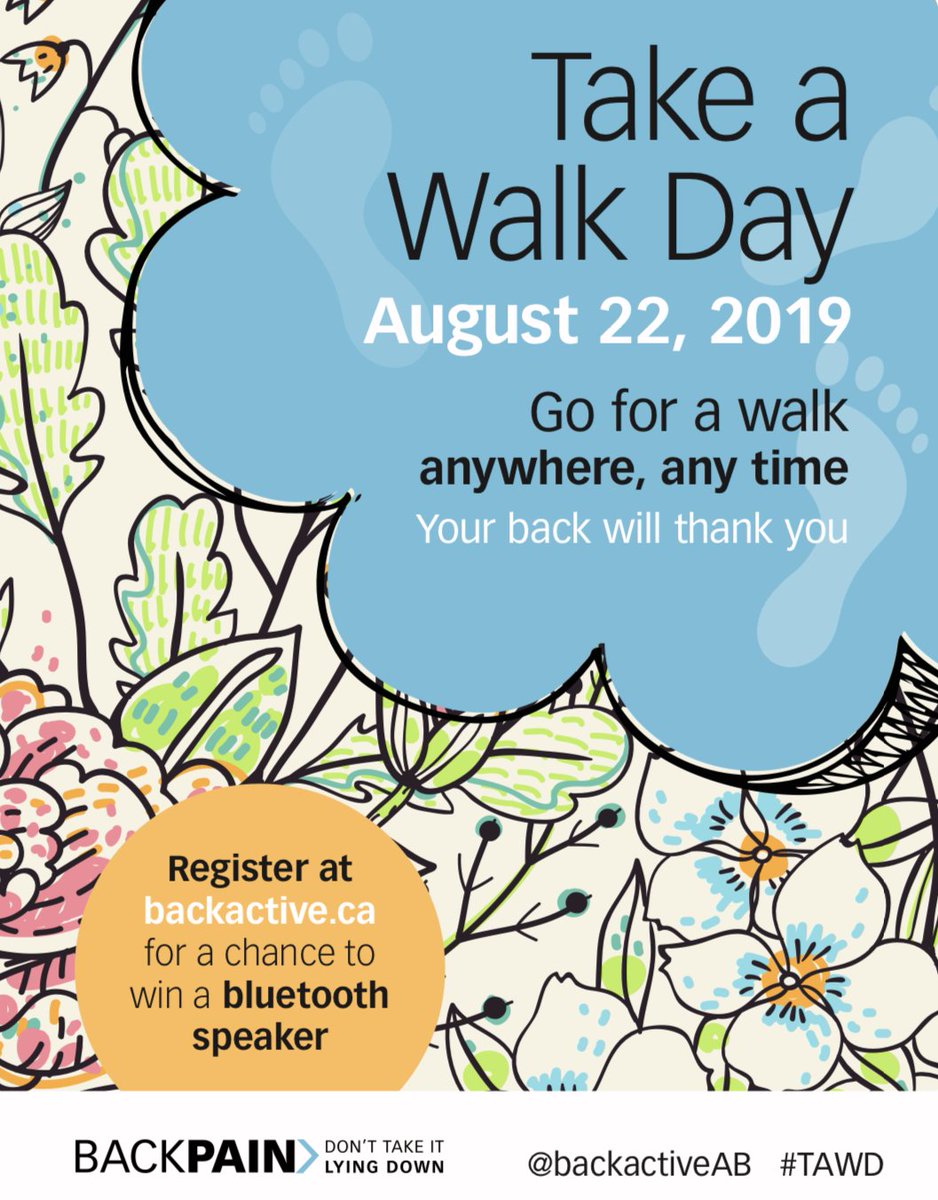 Today is <a href="/backactiveAB/">Back Pain Team</a> Take a Walk Day.  Get out, do your back a favour and go for a walk! 
#TAWD #donttakebackpainlyingdown #takeahike