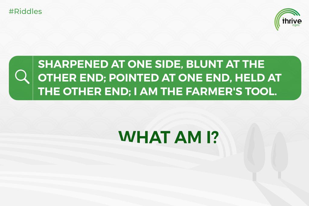 thriveagric's tweet photo. What Am I?
#thriveagric #agribusiness #farmwiththrive #agriculture #wefarm #fundafarm #feedingafrica #agritech #digitalfarmers #empowerfarmers #grow #food #farming #growwiththrive #farmingforafrica #Growth #foodsecurity https://t.co/jVwqZqnBpy