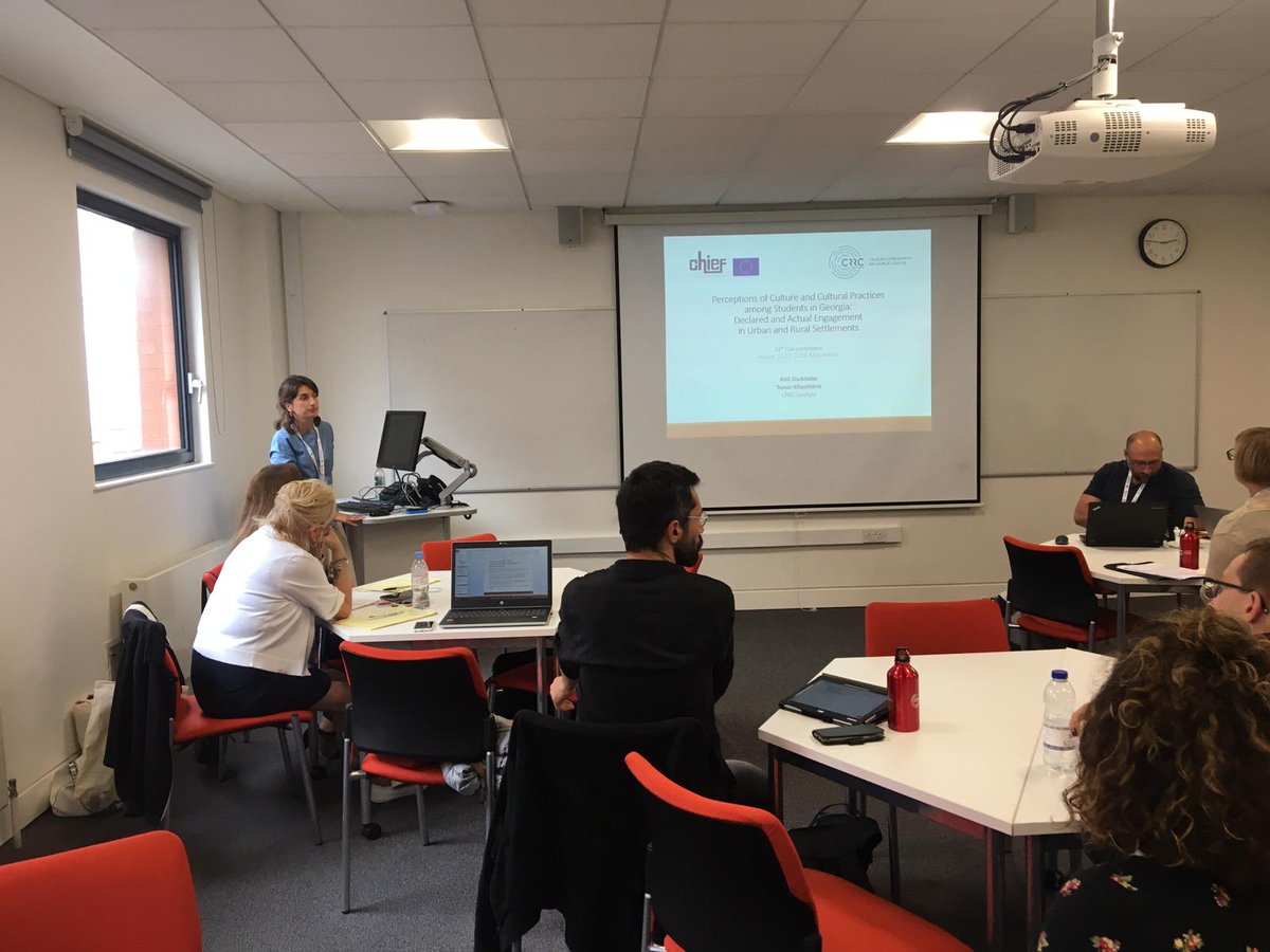 ChiefH2020's tweet photo. Tamar and Rati, @ratishub from Chief CRRC, @crrcgeorgia team is now presenting first findings of their research at #ESA2019  #chiefproject titled "Perceptions of culture and cultural practices among students in Georgia" https://t.co/nYlqd6XlnB