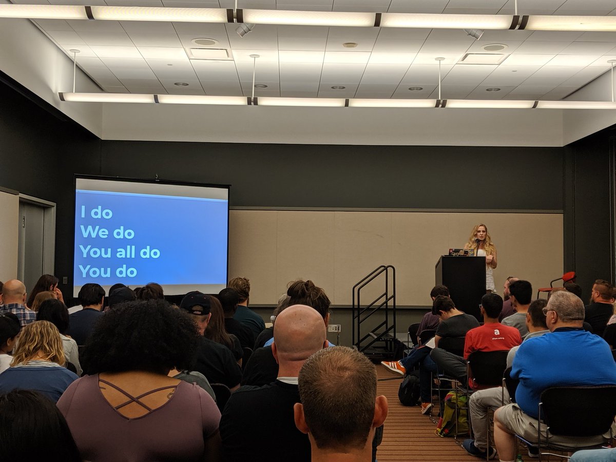 So happy to see <a href="/ASpittel/">Ali Spittel</a> at #abstractionscon talking about my passion - teaching tech!