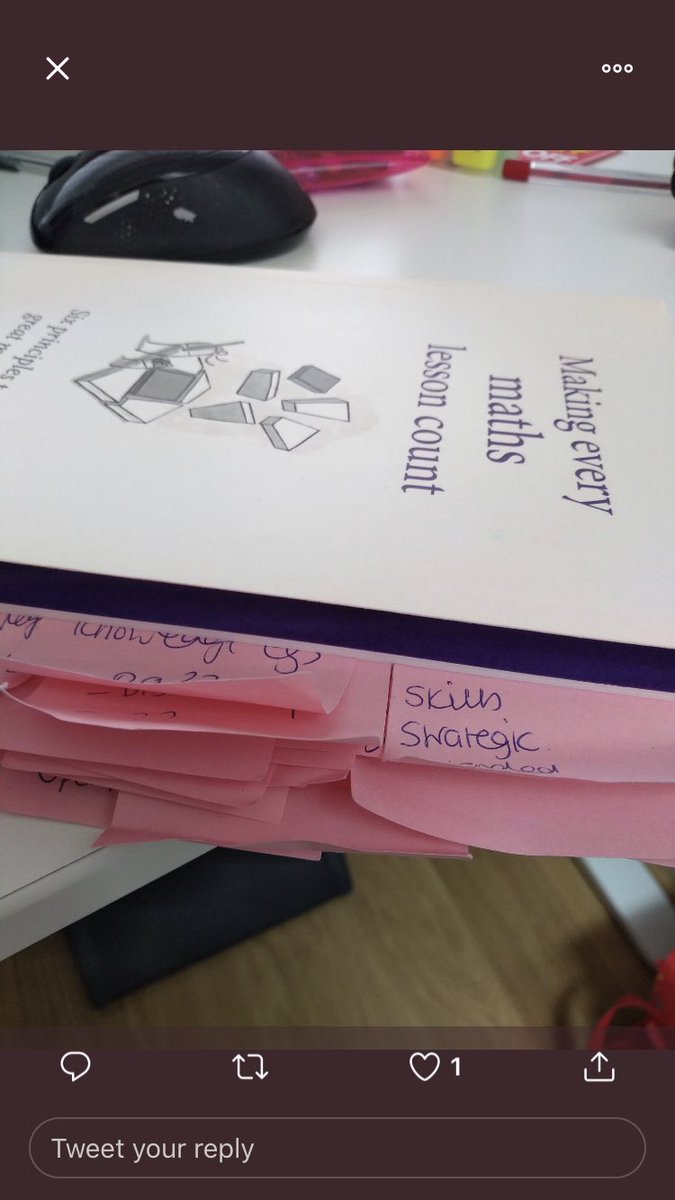 MccreaEmma's tweet photo. Loving these photos that @Jenny8691 and @girls_do_maths have shared of their bookmarked copies of ‘Making Every Maths Lesson Count’. Anyone else’s copy look like these? #memlc #alwayslearning @every_lesson https://t.co/IMGdOtY4pm