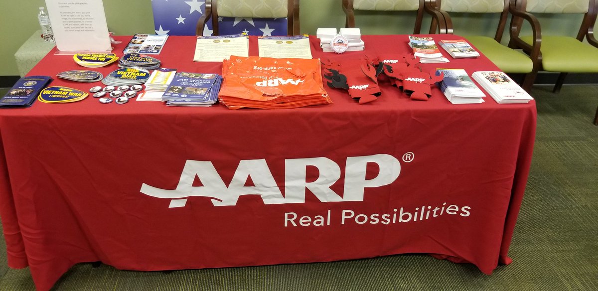 john_henkel's tweet photo. Welcome to Dept. Of Aging SHADE OF AGE EXPO at 535 East Franklin Street, Hagerstown, MD. Come to AARP MD table for information on veteran health care and receive your 50th Commemoration lapel pin to welcome you home. John Henkel disabled Vietnam vet. with AARP MD at the  table. https://t.co/TIQ4Izd9xk