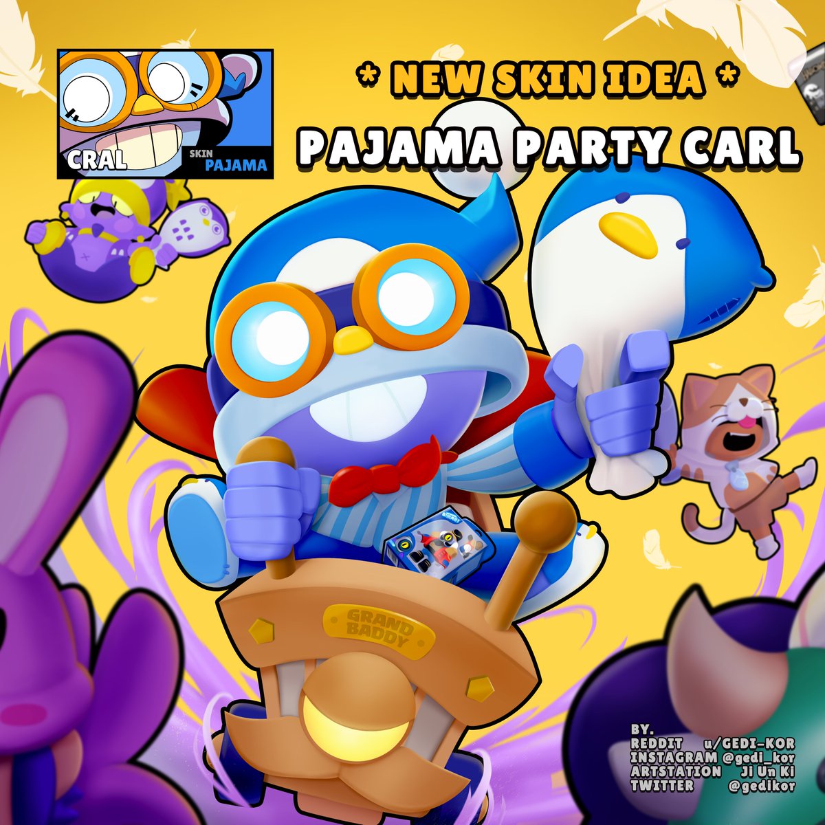 Gedi On Twitter Skin Idea Pajama Party Carl Brawlstars Supercell Skindesign Gameart