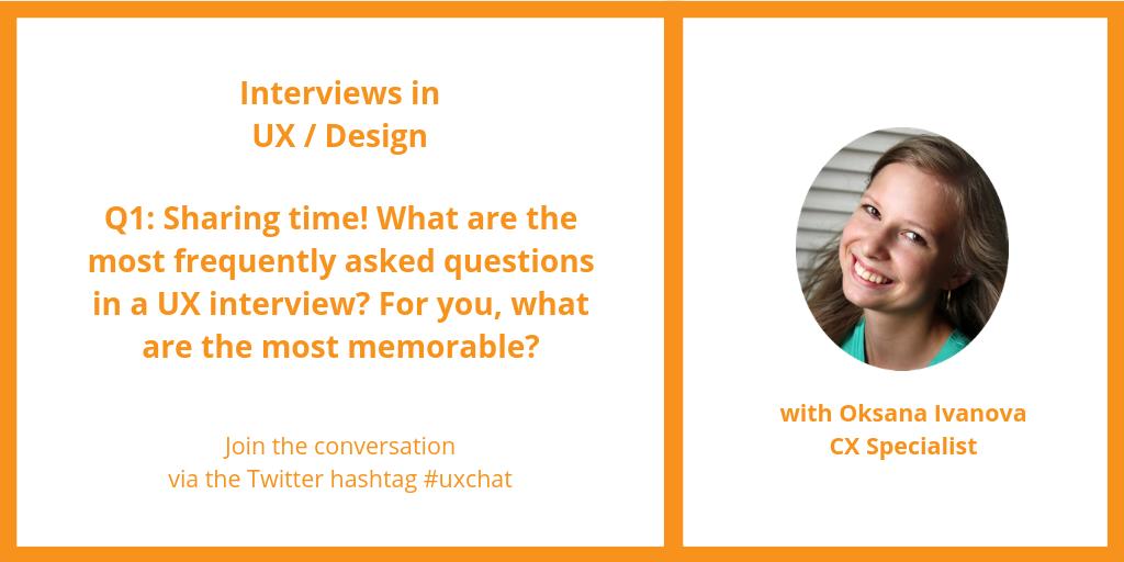 betterux_'s tweet image. Welcome to #uxchat with @OksanaIvanovaPM! 🎉

Q1: Sharing time! What are the most frequently asked questions in a UX interview? For you, what are the most memorable?

#uxinterview #uxcareer #ux #design