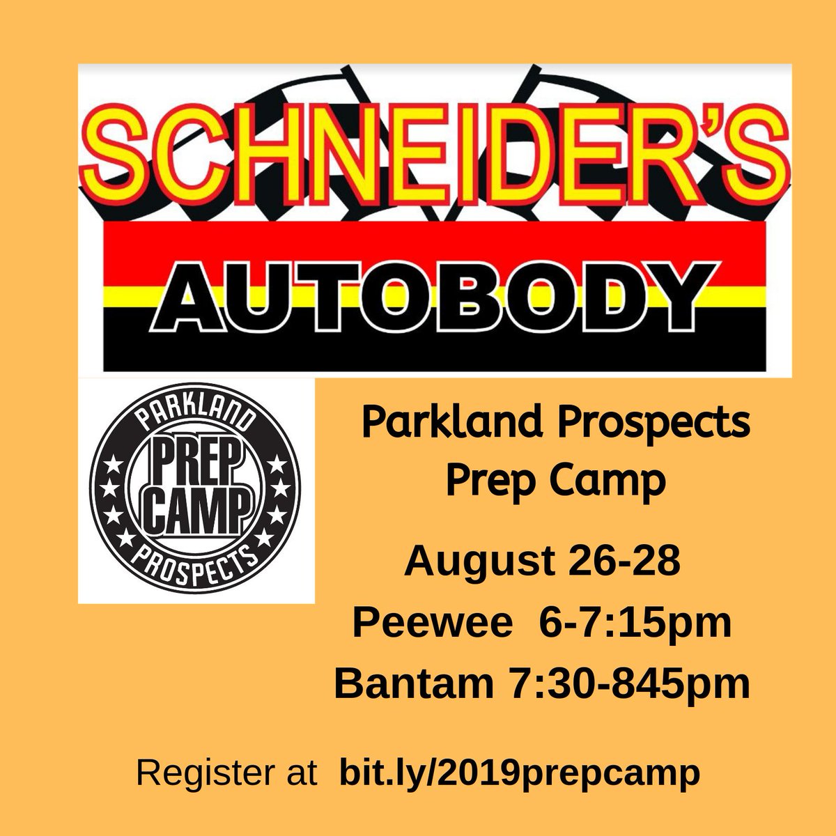ProspectsPrep's tweet image. Our featured supporter for Day 5 is Schneider Autobody.  Thanks so much for your support of this year's camp.

As our 5 day camp comes to a close today, we look to Aug 26-28 3 day PW/Bant Camp 

We have 2 spots in Bant &amp;amp; 4 spots in PW camp.
bit.ly/2019prepcamp