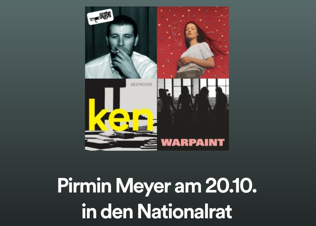 pirminmeyer's tweet photo. Die Alternative zum Smartspider 😉: Politiker*innen zeigt her eure Spotify-Playlist! Inspiriert von @nmasshardt habe ich mit meiner Liste begonnen - work in progress. Viel Spass beim Reinhören 👉 https://t.co/B2Z7FlucO0 🎧 🎸🤘🕺💃! #soundtrackchallenge #WahlCH19 #meyer2019 https://t.co/GKqBwuJK0A