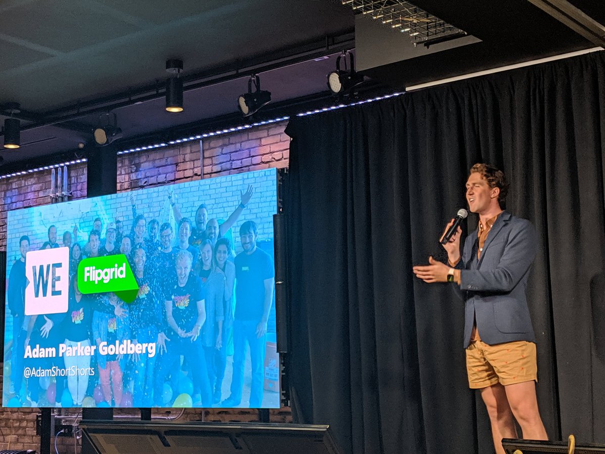 mspaperless's tweet photo. @AdamShortShorts introduces a partnership between @flipgrid and @WEMovement. With #Flipgrid students can learn with and from each other through collaborative discussion 'Empower Every Voice.' 📢 #EdSummit2019 #WeTeachers #WeSchools #GetDoing https://t.co/5KL2ZbAbQ7