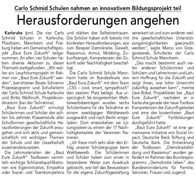 BautEureZukunft's tweet photo. #NewsFlash Wir sind mächtig stolz auf einen ganz klassischen, kleinen Printartikel im #KarlsruherKurier 😄📰 Danke @IntBund Baden fürs Teilen! ♥️ @CSS_KA #BautEureZukunft #twitterlehrerzimmer #Clipping #innovativeBildung https://t.co/Ql0mZTt8YK