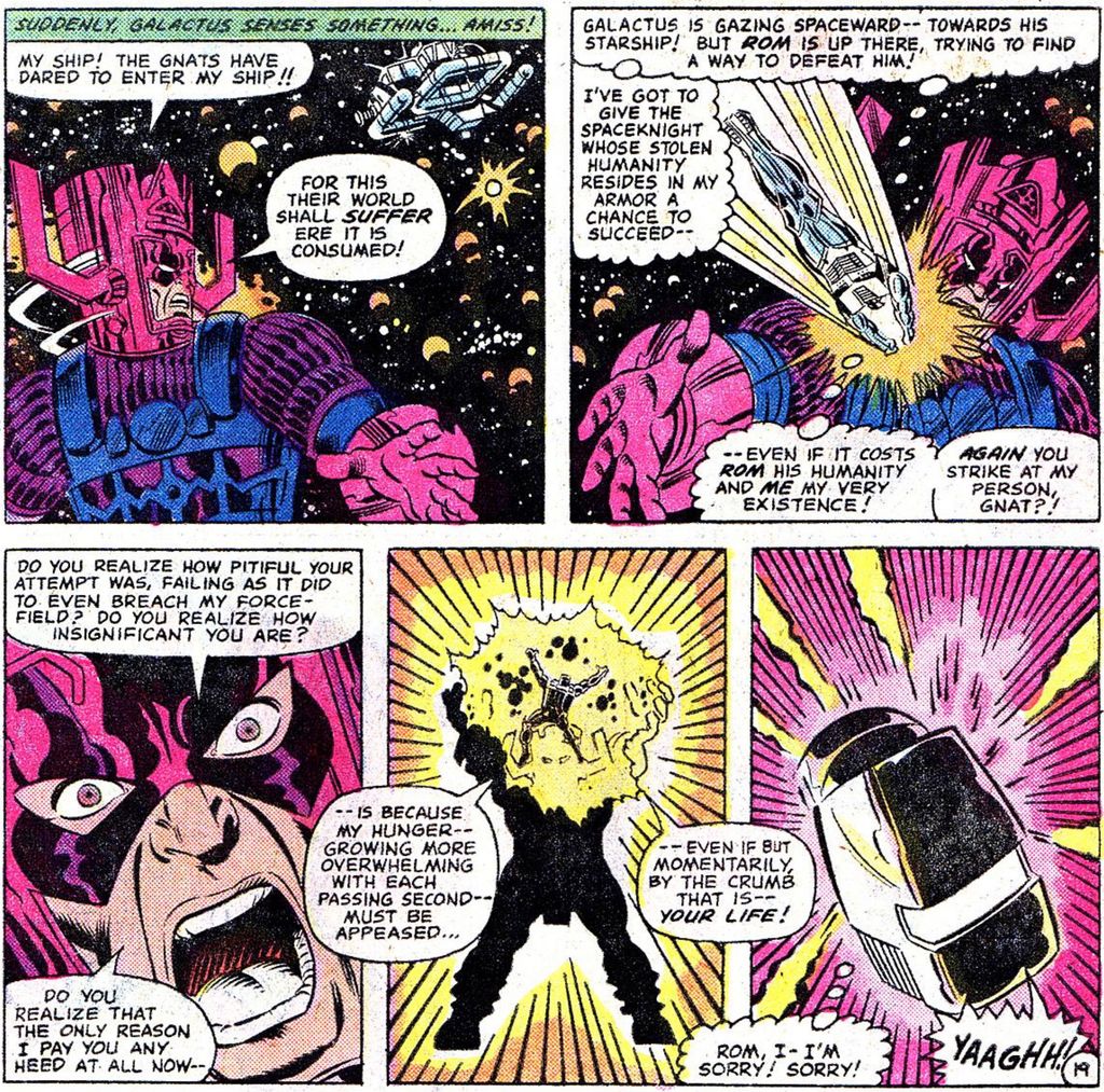 Marvel Daily Art Terminator Is Determined To Distract Galactus Long Enough To Save Rom But He Is Summarily Devoured By Galactus And As He Dies So Does The Last Remnant Of