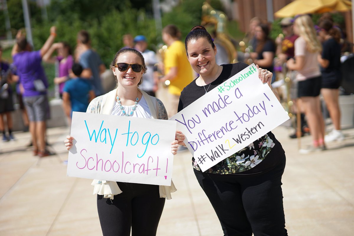 WMUCEHD's tweet photo. Congrats to @SCSEagles1 staff who walked over 15 miles to #WMUCEHD this morning to raise money for student scholarships! We were excited to greet you and donate a scholarship to Schoolcraft students who attend our college. #WMU #MyWMU https://t.co/yRo86evdFY