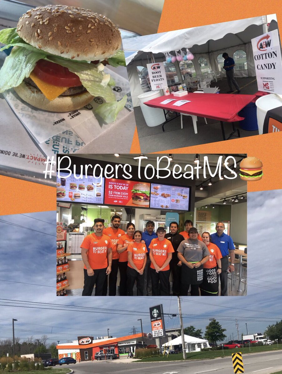 MSHam_Hal's tweet photo. Make sure you head to the Grimsby A&amp;W for your Teen Burger, root beer float &amp; cotton candy 😍

Beautiful day, incredible staff &amp; delicious food!

#BurgersToBeatMS https://t.co/zOSCOQvAVn