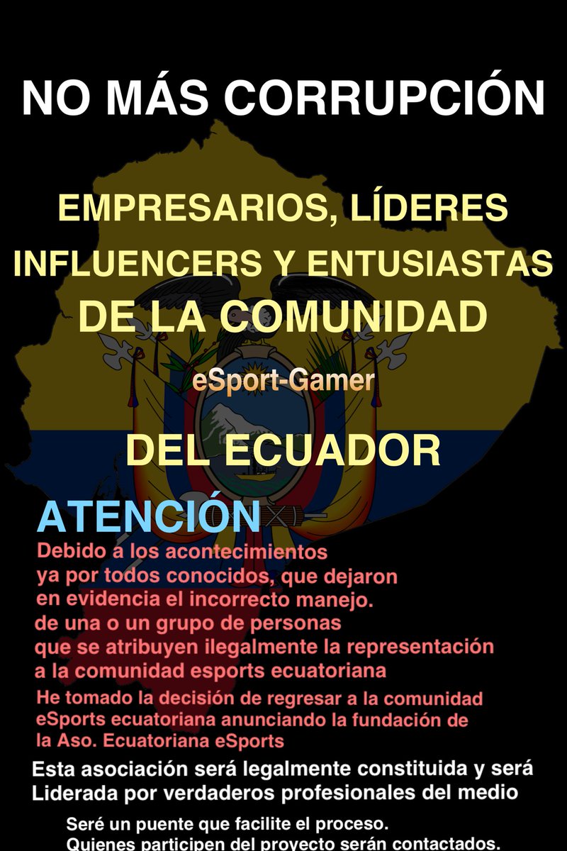 Anuncio mi retorno a los esports, trabajaré con la gente que sea necesario para sacar adelante este proyecto que viene en proceso de legalización desde hace 1 año. 
Como todos saben sufrí pérdidas familiares fuertes que me alejaron de esto.
Hoy estoy más motivado que nunca.