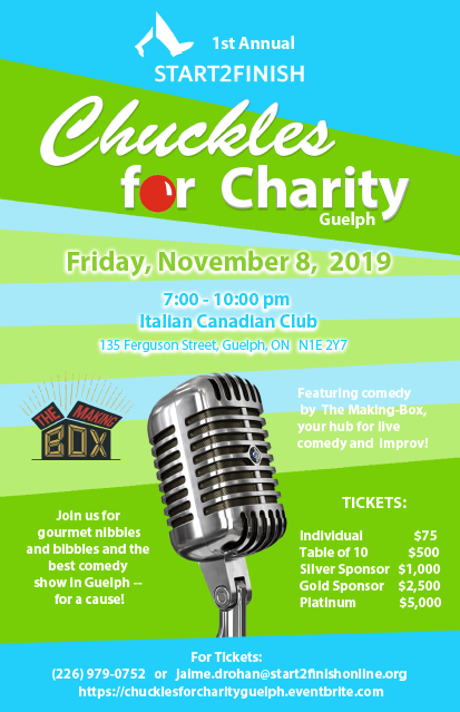 Join us in our efforts to eradicate child poverty in #Guelph! On November 8th, join us at #ChucklesForCharity for comedy by <a href="/themakingboxco/">The Making-Box</a>, good food &amp; drinks, and a silent auction! <a href="/S2Fonline/">Start2Finish</a> <a href="/GuelphChamber/">Guelph Chamber</a> <a href="/cityofguelph/">City of Guelph</a>  <a href="/CamGuthrie/">Mayor Cam Guthrie</a> <a href="/start2finish_g/">Start2Finish Guelph</a> <a href="/ugdsb/">Upper Grand DSB</a>