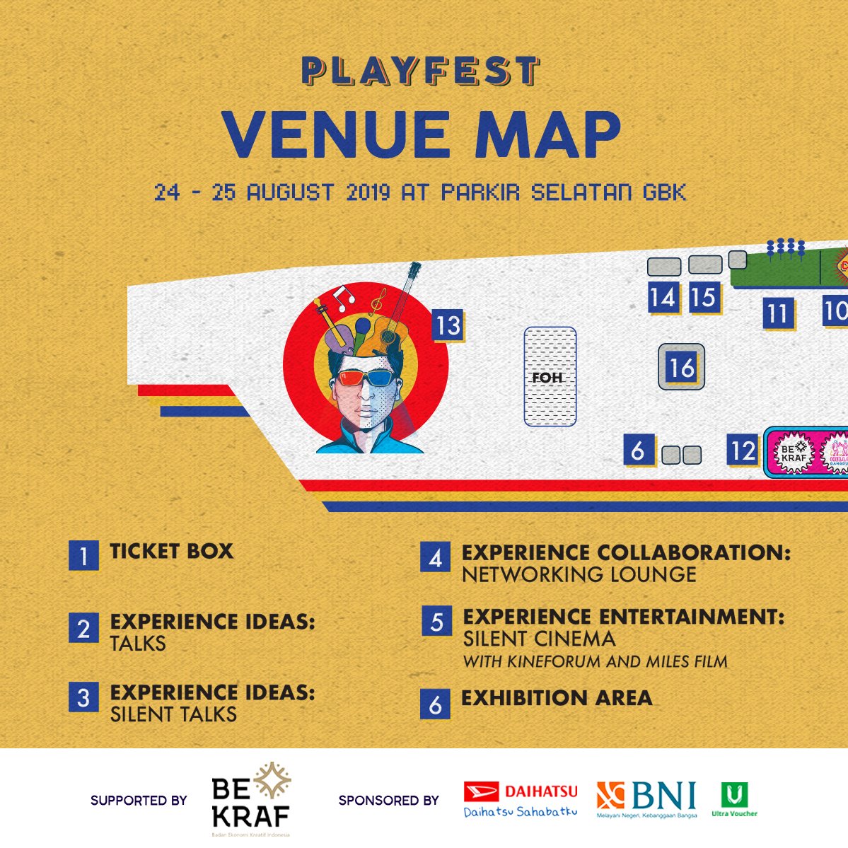 playfestnarasi's tweet photo. Tempat kita bakal experience ideas, collaboration, music, entertainment, dan art 24-25 Agustus besok nih! Yuk dikenalin biar gak kesasar. Hapalin ya!π
.
#Narasitv #Playfest2019 #bekraf #daihatsuonplayfest2019 #BeBNIBeExponential #bukancashback https://t.co/H5NXEOhkVe