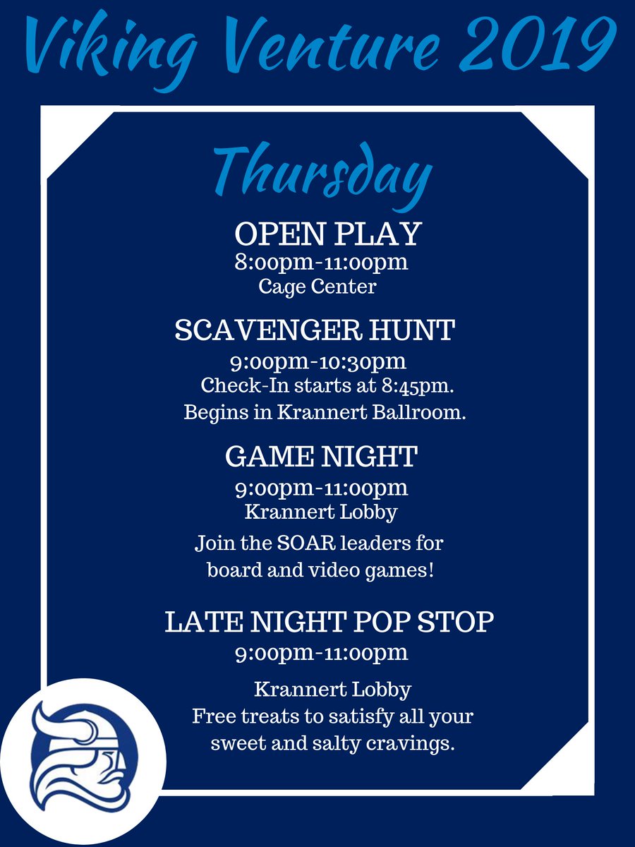 Hey #Berry2023! Don’t forget about all of the fun events happening around campus today and throughout the weekend! #VikingVenture19