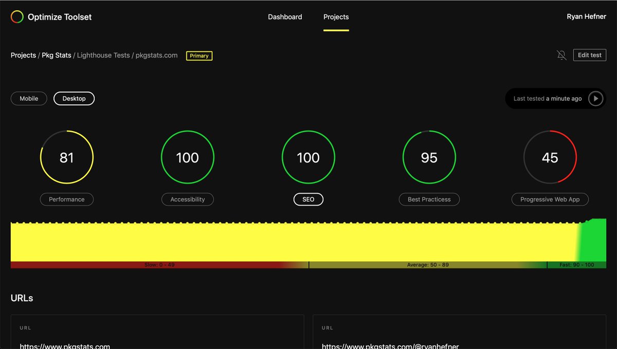 ryanhefner's tweet image. Kind of awesome how a few small tweaks can make a big impact.

Added alt and title attributes to a few elements and brought the @____lighthouse Accessibility score up from 51 to 100 and SEO score from  89 to 100 on @PkgStats–tracked in @OptimizeToolset.

#perfmatters