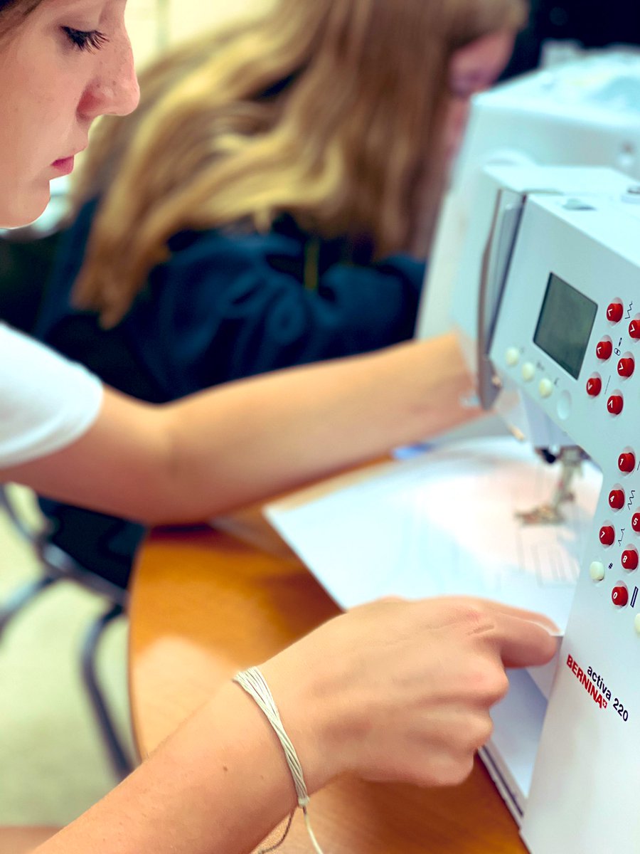 The first step in machine sewing is learning how to sew on paper!  100% effort and participation today in Fasion/Interior Design Fundamentals! <a href="/KickapooChiefs/">KickapooHighSchool</a> <a href="/SPSCTE/">SPS Career & Technical Education</a> #FCS #sewing