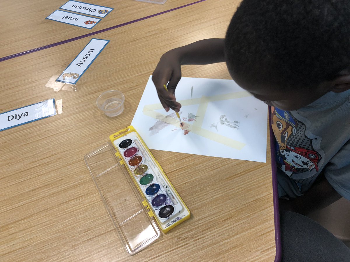 CoombsClass's tweet image. AM class is rockin’ their letter water painting @DukeElem