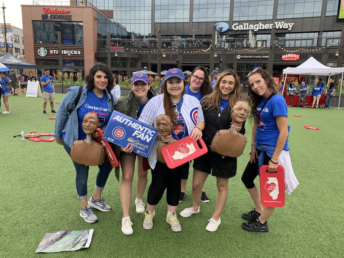 WorldPointInc's tweet photo. CPR❤️ training at the Chicago Cubs🔵🐻⚾️was a HIT!😎 Yesterday, Team WorldPoint alongside Illinois Heart Rescue attended Wrigley Field’s CPR Day. They trained Chicago Cubs Staff &amp; Fans in Bystander CPR. Great😌to see our team volunteering in action🙌
#FlytheW #CubsCPR #SaveaLife https://t.co/NNTNZPlex3
