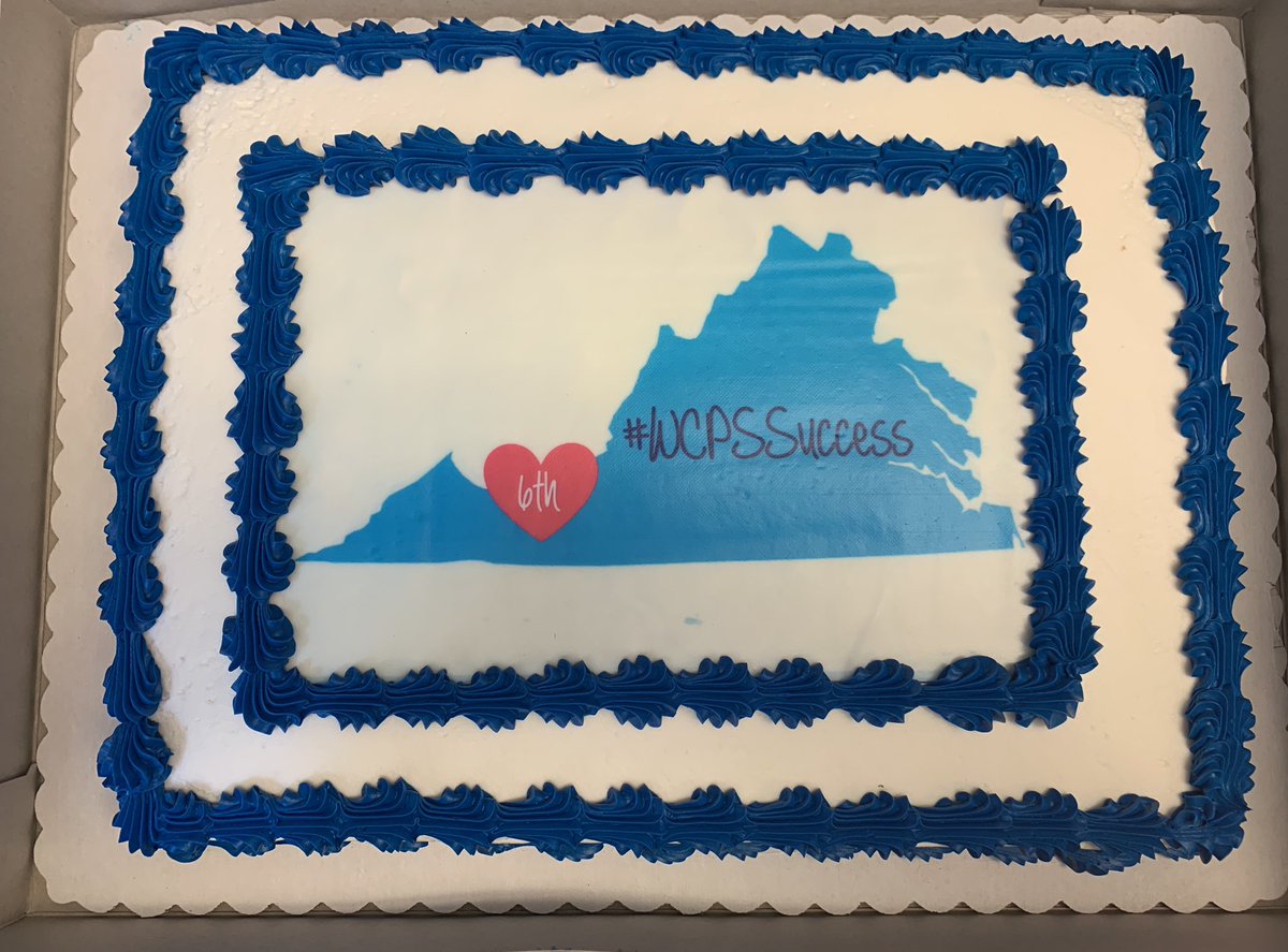 3James's tweet photo. What do we do when our students’ academic excellence is at #6 in the state? WE EAT CAKE ! We’re delivering these beauties to all the schools this week. Congratulations to all of our wonderful teachers and outstanding students! #WCPSsuccess https://t.co/qMmXg9V6bb