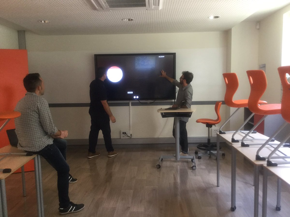 mslingisp's tweet photo. While our new staff were having great fun to explore the new interactive screens’ features, they right away discussed the ideas of using spot light, timer, shapes or paint tools etc to make their upcoming lessons more engaging. #ISParisIB, #IT training https://t.co/l1Re9r0Mu0