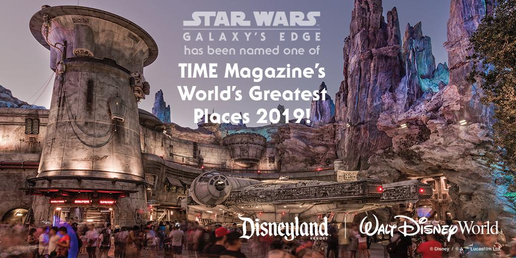 We’re proud that @TIME recognized #GalaxysEdge as one of the 2019 #WorldsGreatestPlaces. Our land is attentive to the smallest details so guests feel as if they were transported to the planet of Batuu to live their very own Star Wars story: bit.ly/2P6Nphi