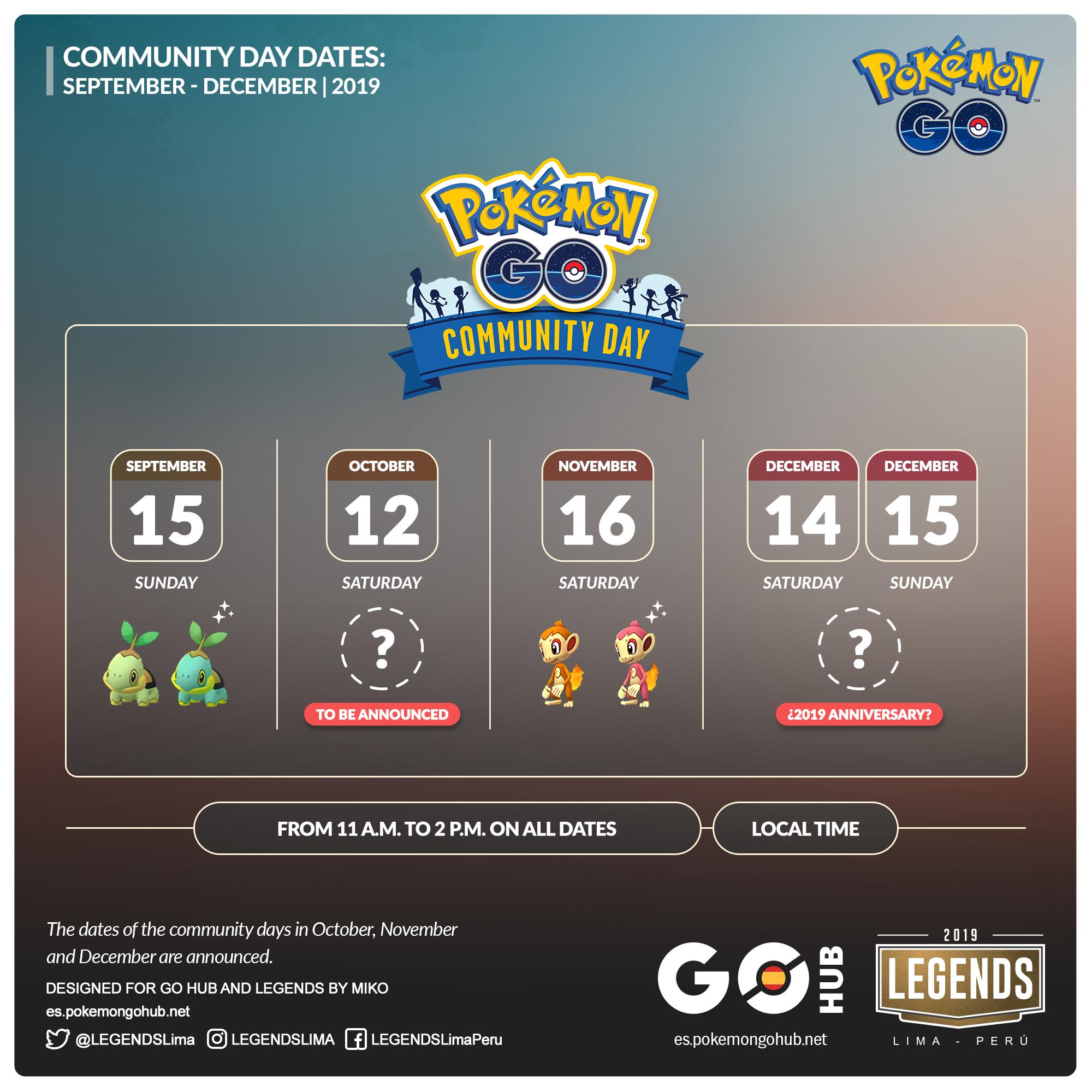 Legends On Twitter Communityday Dates For September To December Are Announced Pokemongo Pokemongocommunityday Https T Co 5fuisr2cez