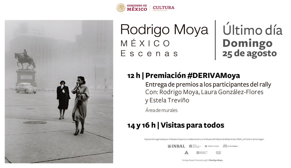 mbellasartes's tweet photo. ¡El 25 de agosto a las 12h entregaremos los premios a los ganadores del rally de fotografía #DERIVAMoya 📸#EntradaLibre
Con: Rodrigo Moya, Laura González-García y Estela Treviño
Como parte del #últimodía de #RodrigoMoyaMÉXICO / Escenas tendremos visitas guiadas a las 14h y 16h https://t.co/YiVe7mMiND