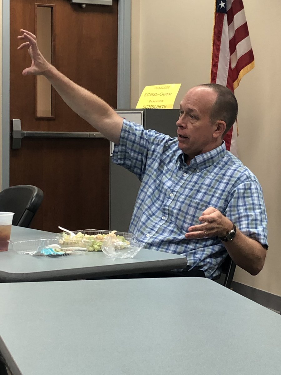 SCHSL's tweet photo. SCHSL August Lunch’n Learn - Guest speaker Paul Manville of PEBA Empowerment discussing benefits and deferred comp plans. 💰💸 #EducatingStaff #EmpoweringFutures https://t.co/ljSpFycEp1