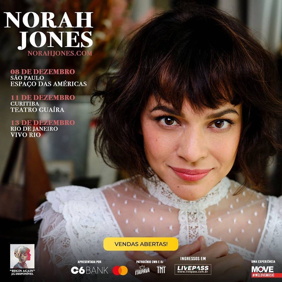 LivepassOficial's tweet photo. A venda oficial de ingressos para os shows da #NorahJones já está no ar! Compre agora o seu ingresso: https://t.co/Y2KwaaUaqO #MoveConcertsBrasil #Livepass https://t.co/RhDbyo5J4L