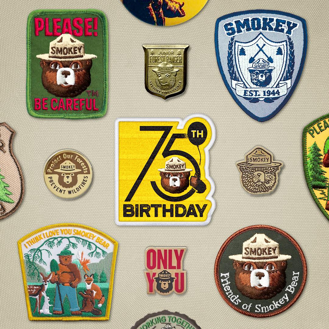 smokey_bear's tweet image. I&apos;ve built up an impressive collection of patches and pins over the last 75 years. If you could design one, what would it look like? #SmokeyBear75
