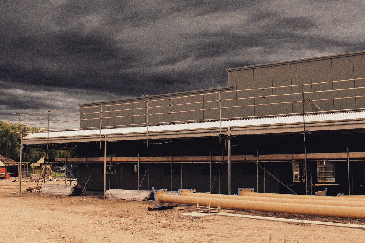 Work here is coming along fast folks! The Diner is looking better than ever 🍔🍟 Got to finish up work here before that storm rolls in 🌪 #TornadoSprings #Route83Diner