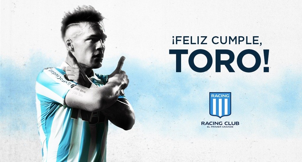 RacingClub's tweet photo. ¡Feliz cumpleaños, Toro! 2⃣2⃣ 

Todo Racing te desea lo mejor en este día 🎉🥳

#MadeInTita
#DeTitaAlMundo https://t.co/BdC28XLzDO