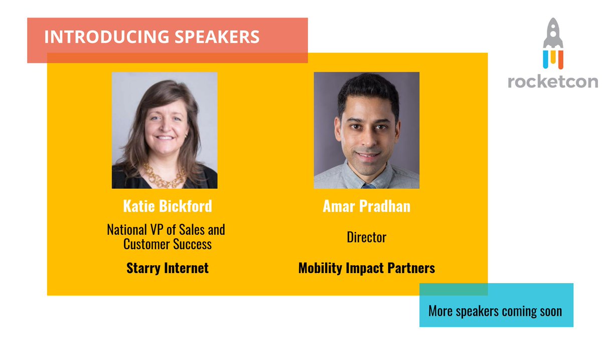 TheRocketCon's tweet photo. #RocketCon 2019 recently added Katie Bickford, the former National VP of Sales & Customer Success at @StarryInternet & @anprad, Director of Mobility Impact Partners to its list of industry-leading #speakers. Want to be part of the event? Apply to attend: https://t.co/OF6Bjua01p https://t.co/4s00UrHMUq