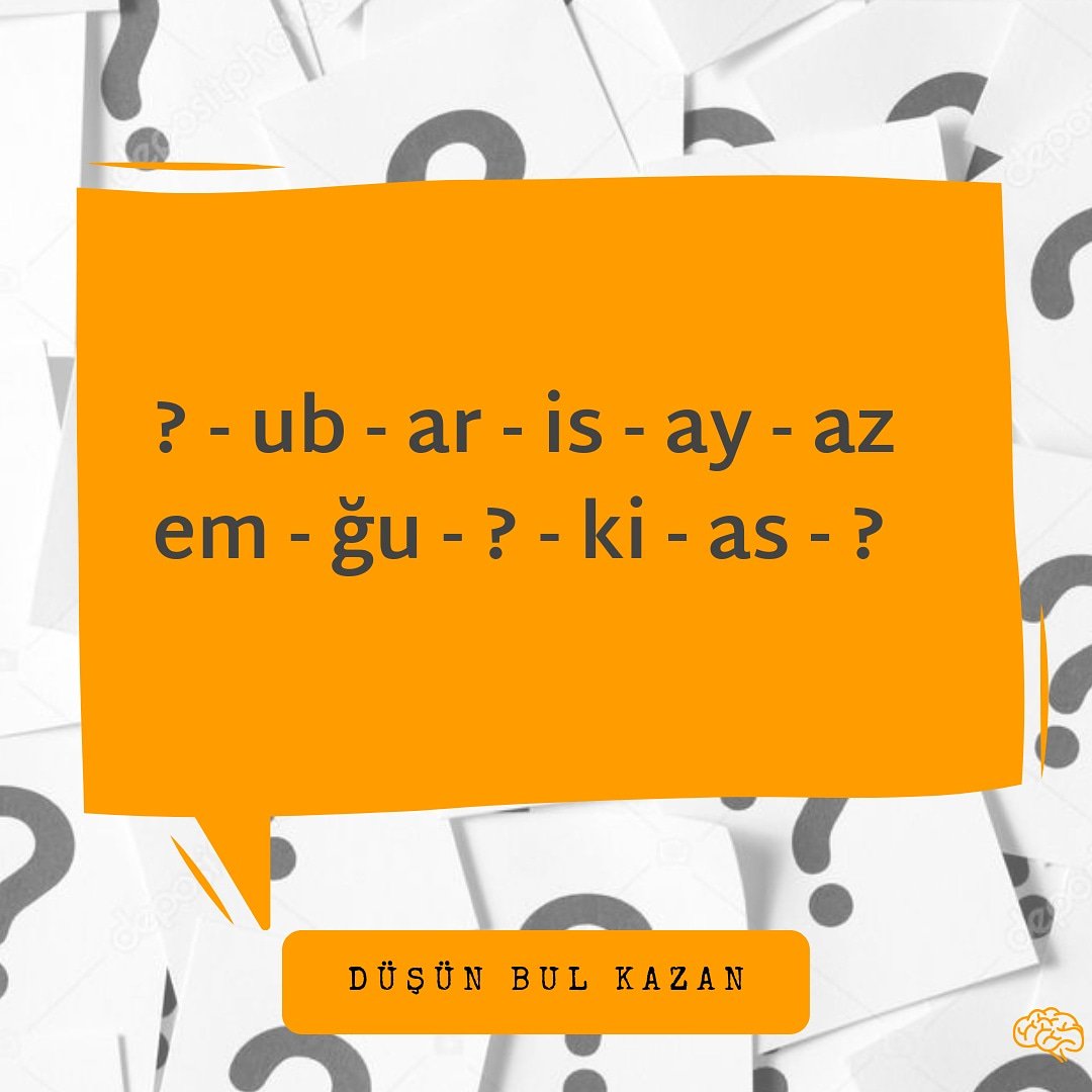 Soru işaretleri yerine sırasıyla ne gelecek?
.
🧠🔎🏆
.
.
#düşünbulkazan #soru #zekasorusu #akıloyunu #beyin #akıl #zeka #istanbul #ankara #izmir