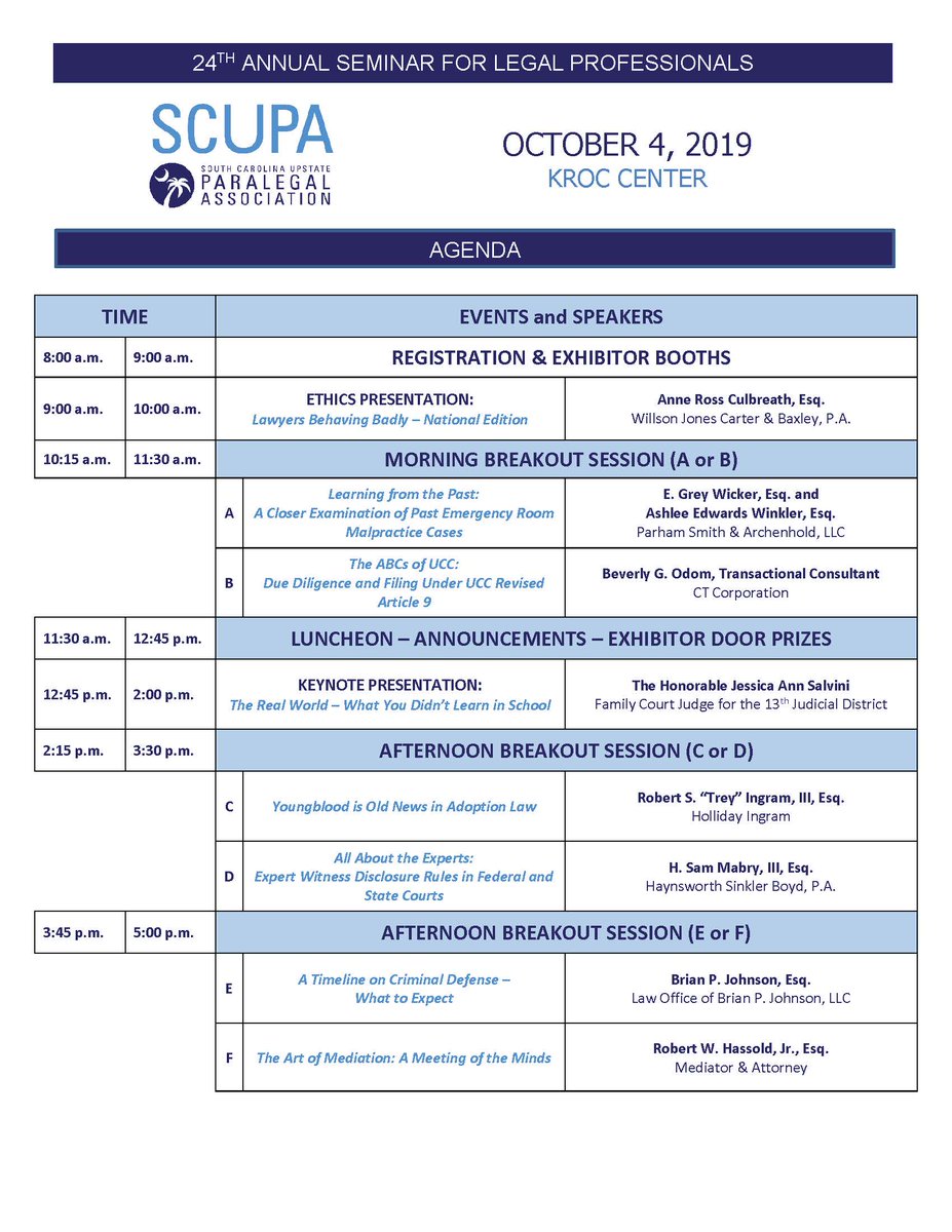 SCParalegals's tweet photo. 🗣️📢REGISTRATION IS OPEN! https://t.co/x4Bk9cIPet ⚖️24th Annual Seminar for Legal Professionals - October 4, 2019 - Sign up now! https://t.co/wU64NkEdUb
