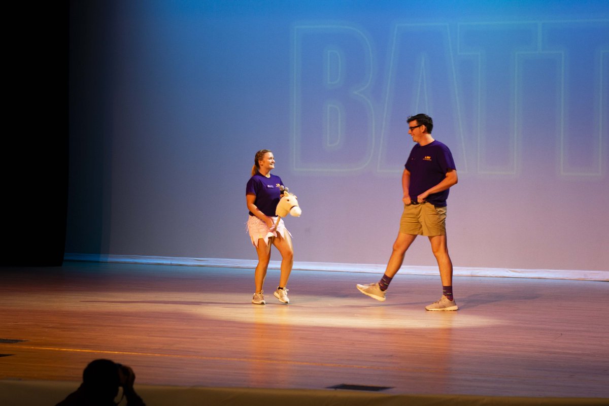 LSUCampusLife's tweet photo. Who’s got the Talent? Battle it out on the stage as we present Lip Sync Battle at Late Night LSU. Tonight 9-midnight @LSUStudentUnion #welcomeweek continues @LSU Hosted by @DMatLSU https://t.co/Ec9OhIFw7d