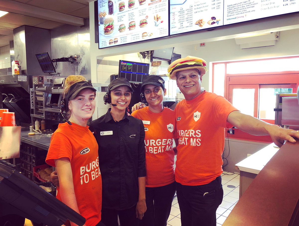 MSHam_Hal's tweet photo. If you’re in Georgetown, say hello to the great staff at the @awcanada on Mountainview &amp; enjoy your Teen Burger 🍔 #BurgersToBeatMS https://t.co/biz1EohxlE