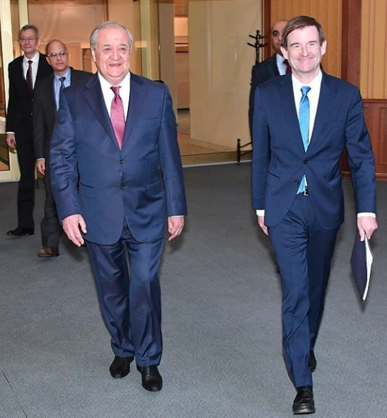 Navbahor's tweet photo. Under Secretary David Hale touring #CentralAsia. Uzbekistan-US talks in Tashkent today: Discussions with Mirziyoyev admin included #MirziyoyevReforms #USAssistance #EducationalExchanges #Afghanistan #CentralAsiaSecurity. Yesterday Hale attended C5+1 meeting in Nur-Sultan. https://t.co/GGWnenk4tk