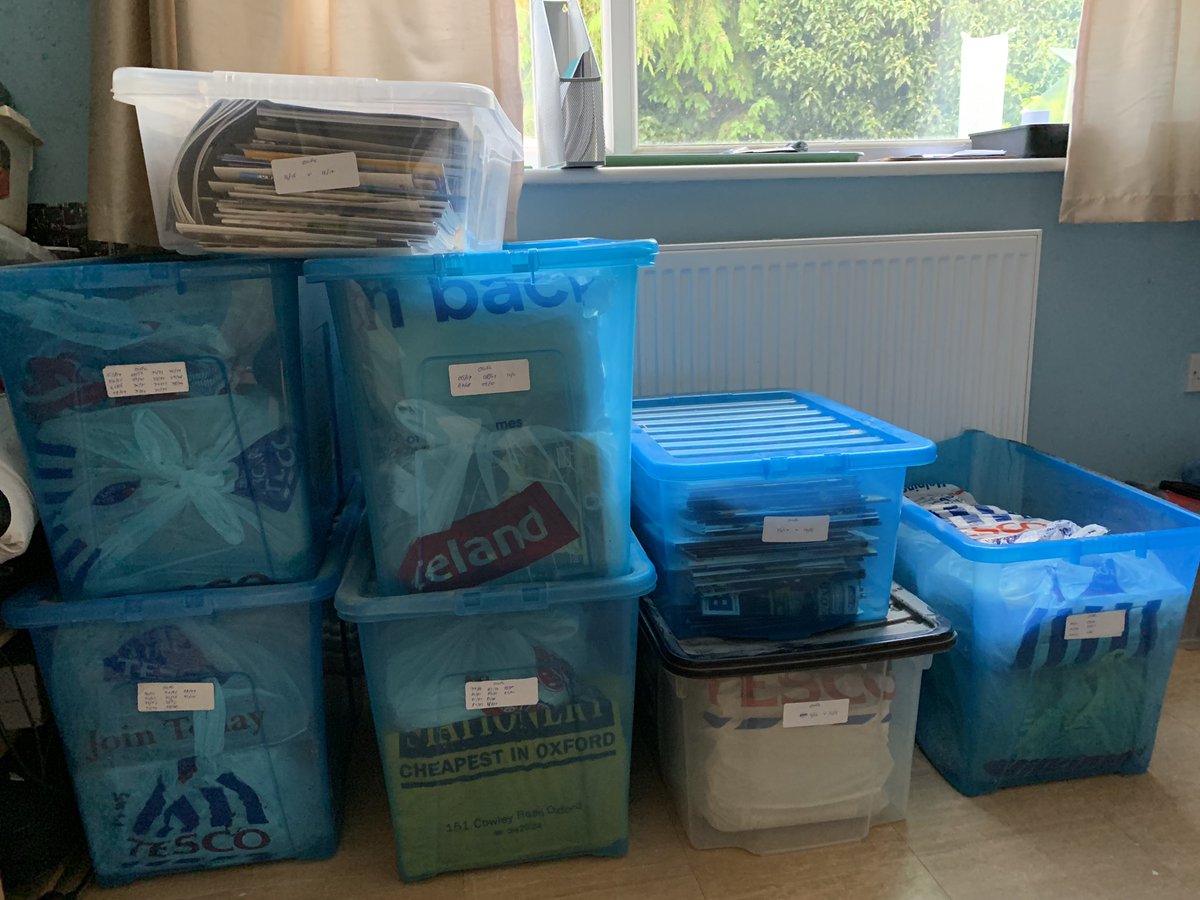DaveNewboldPT's tweet photo. Finally boxed up all of my Dad’s @OUFCOfficial programmes. From 1963/64 to 2016/17 and barely any missing!! 🤯 https://t.co/WqbZUZJ76c