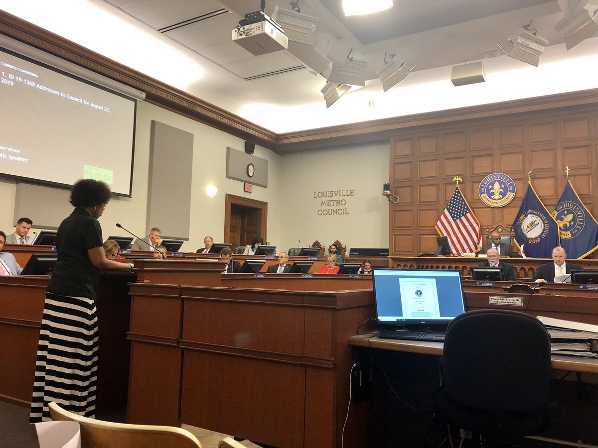 CompleteStLou's tweet image. Rita Morrow of @AARPKY speaking in support of @CouncilmanJames proposed #completestreets ordinance before Metro Council. Says streets are vital part of communities &amp;amp; therefore should be accessible to ALL residents. If our community is fit for 80yr old, it is fit for 8yr old.