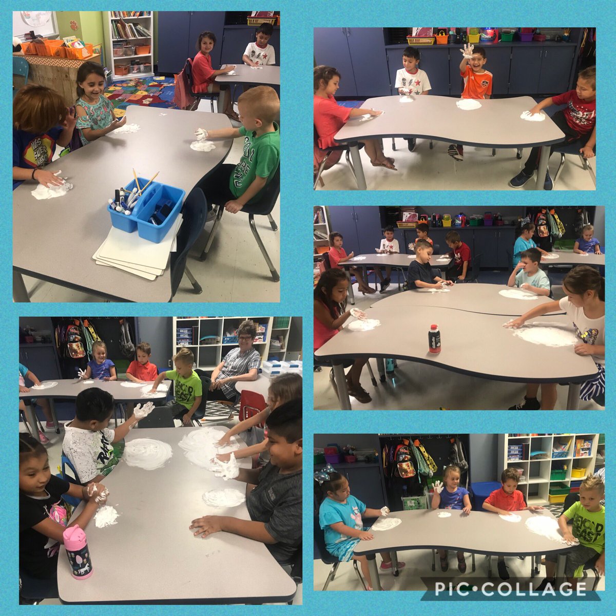 We practiced writing our numerals correctly in shaving cream. #wesbelievers #messybutfun