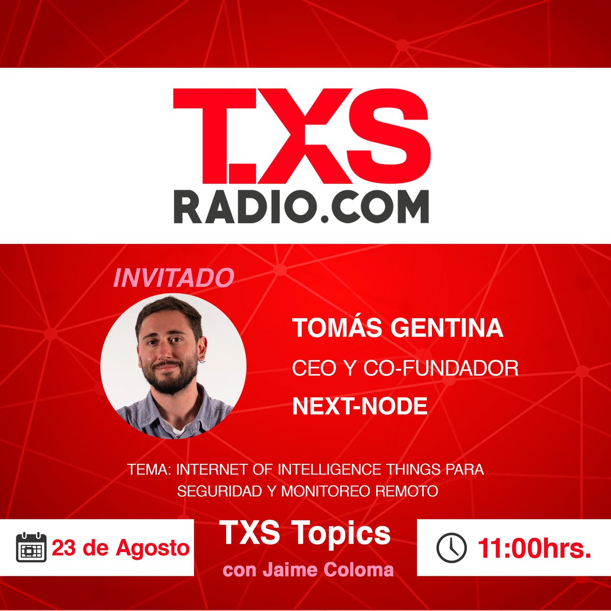 txsradio's tweet photo. Cierre de semana con grandes invitados!!!🤟🤟
Philippe Besançon de @CFOremoto con @FelipeOvalle
Tomás Gentina de #NextNode con @JaimeColomaT
Romina Torres de @inf_unab_vm con @vale_ortega
Disfruten!!! https://t.co/qVPbDLrgWW