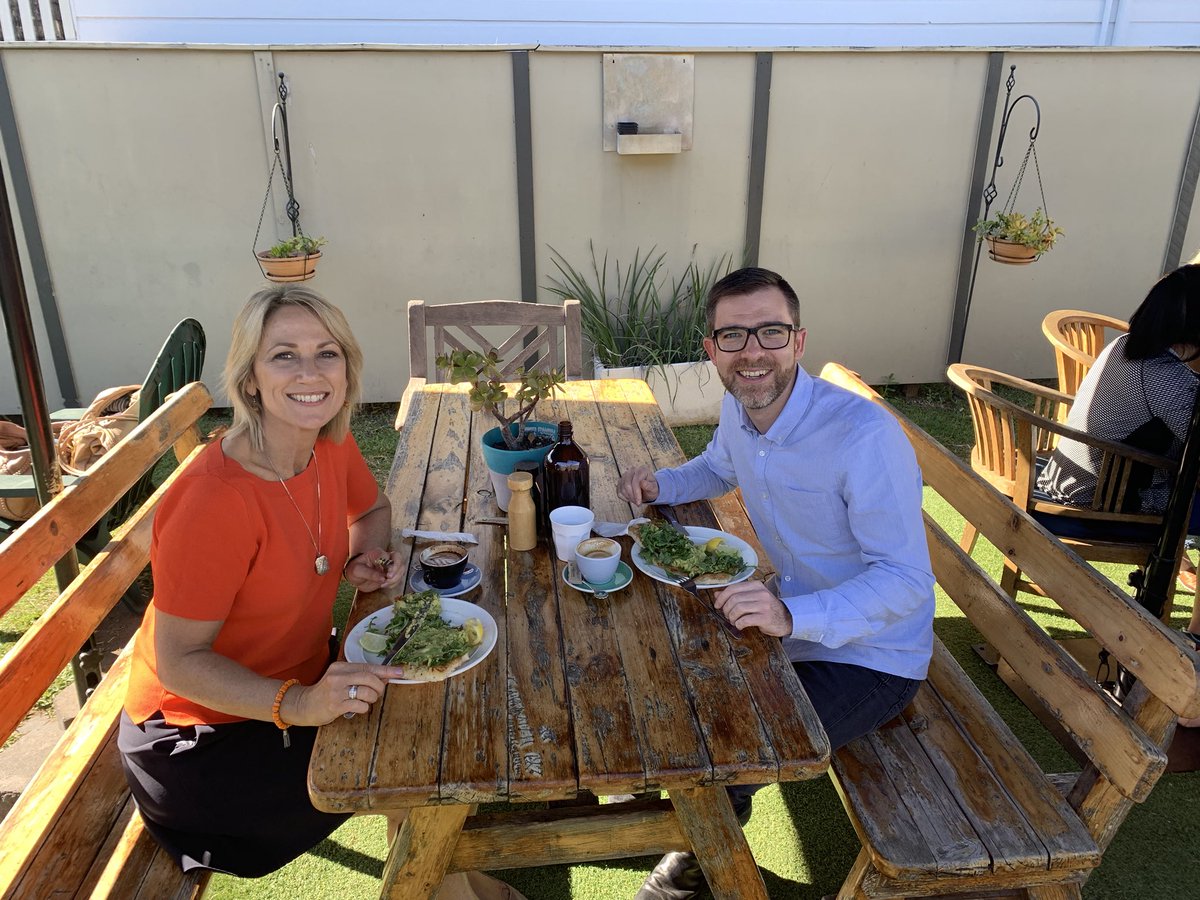 Loretta_Ryan's tweet photo. What do I do on a day off. Take my radio mate @zonca out for breakfast for smashed avo of course! Tune in to Great Day Out Ch 7 Sunday 530pm to see what else I get up to! @abcbrisbane #thegreatdayout #saabi https://t.co/0XONIsr7Rc