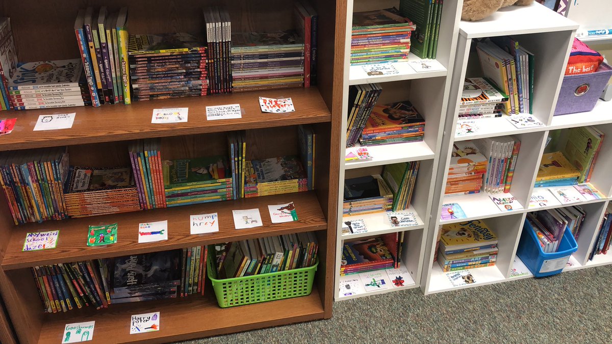 Student created the book labels for our bookshelf! Hoping this creates more ownership and helps with organization!
