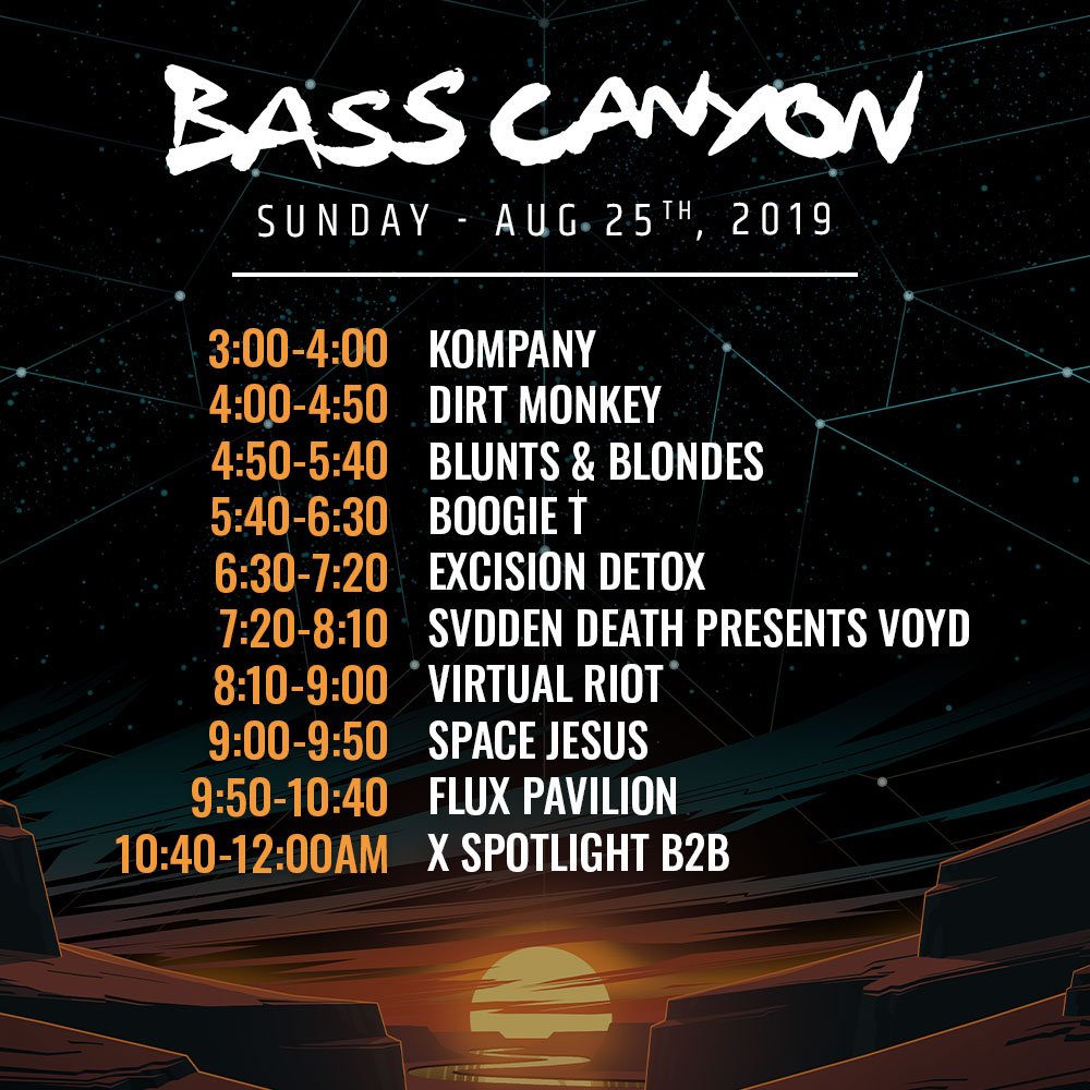 2019 Bass Canyon schedule