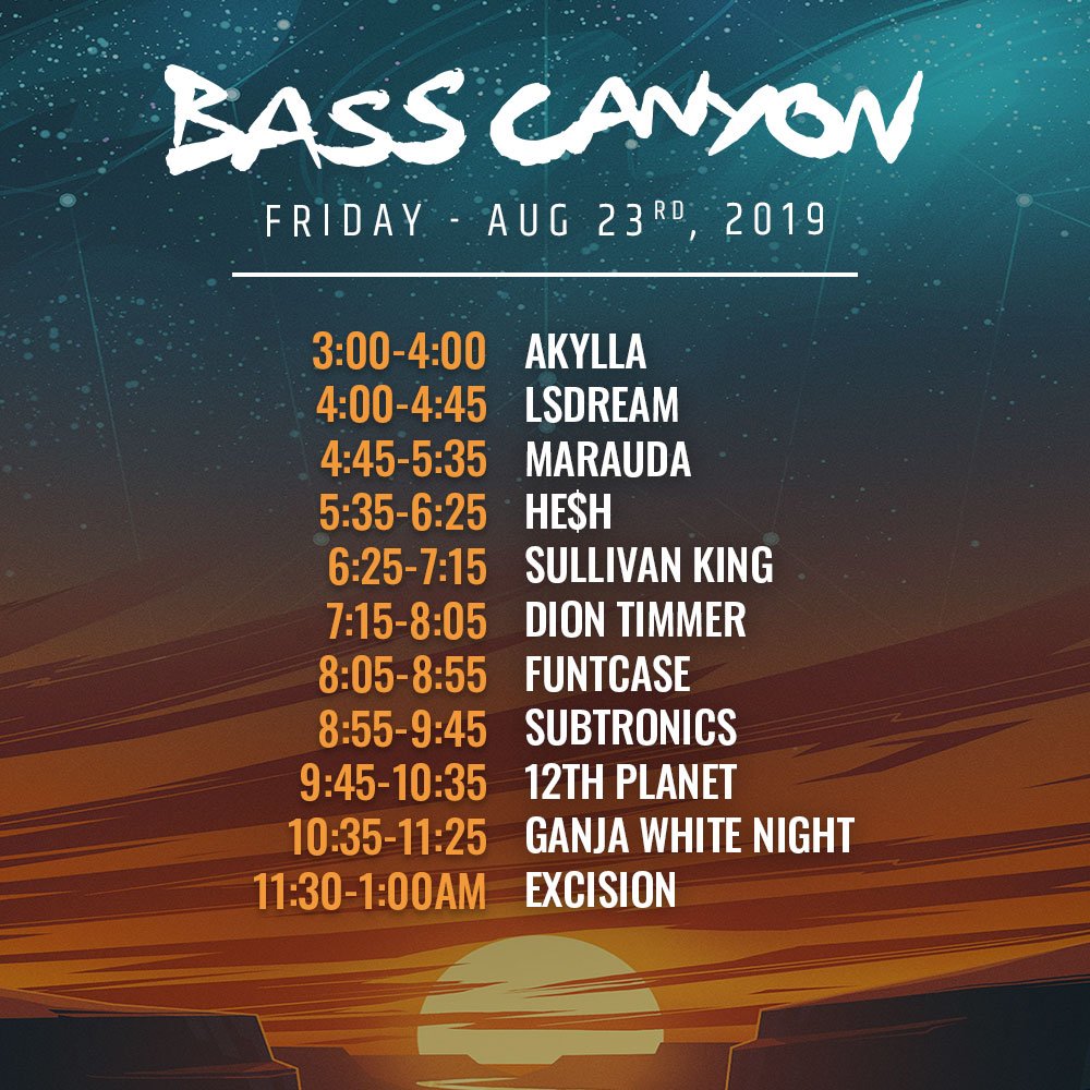 2019 Bass Canyon schedule