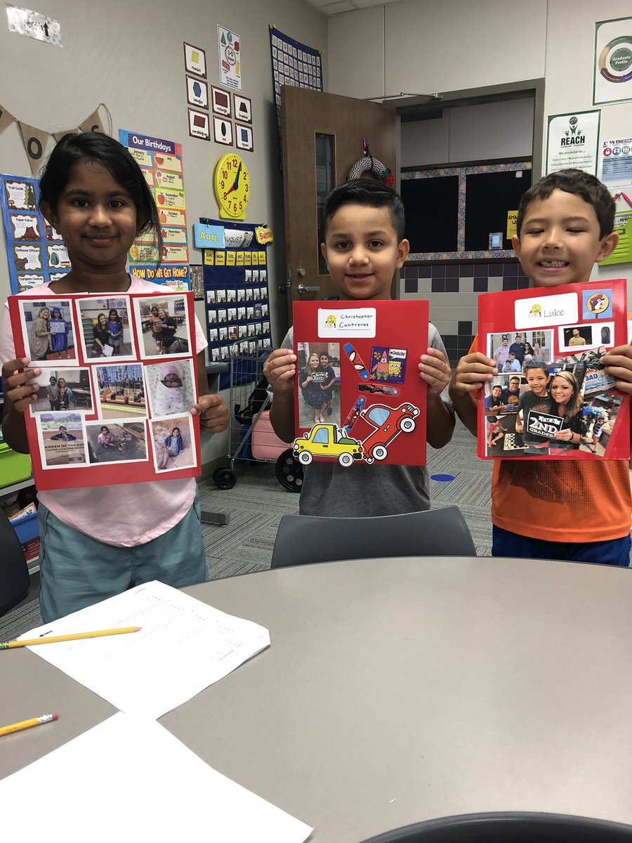 MrsKRamos's tweet photo. This melted my heart today! We are beginning to write personal narratives and look at these kiddos little red writing folders. They chose to put a picture of us together. On my to do list-get a whole group pic for my writing wall. ❤️ @windsongelem #warmfuzzies #usingadjectives https://t.co/GpP8h5fKvq