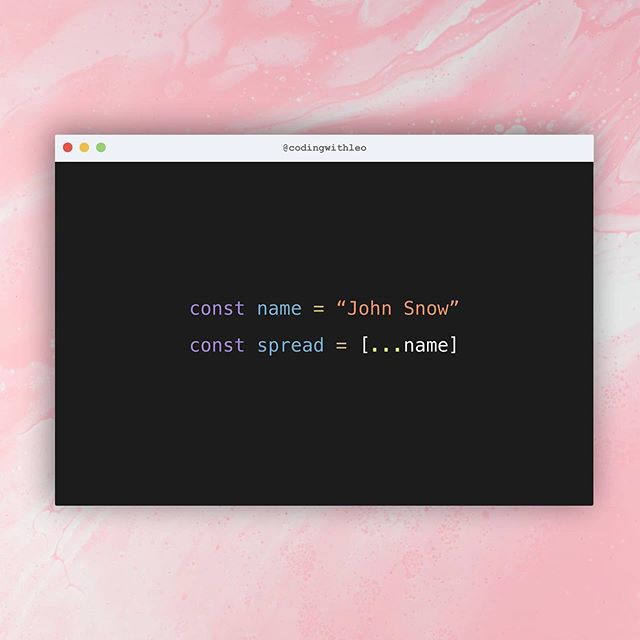 codingwithleo's tweet image. What is the "..." spread operator? The spread operator allows an iterable to spread or expand individually inside a receiver. Iterables are anything that can be looped over such as strings, arrays, and sets. ⠀
⠀
Screenshot output would return..… ift.tt/33W7Q46