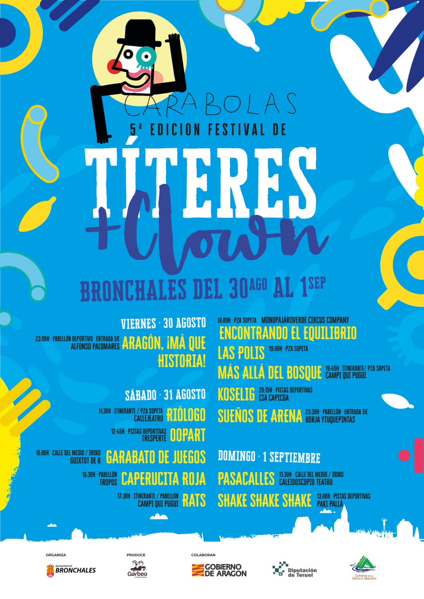 FCarabolas's tweet photo. Programa Festival Carabolas 2019 para el disfrute para toda la familia del 30 de agosto al 1 de septiembre en #Bronchales. ¡¡¡Alucinante!!! https://t.co/hNTRZaoNDi